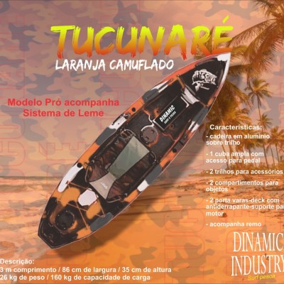Caiaque Tucunaré laranja camuflado